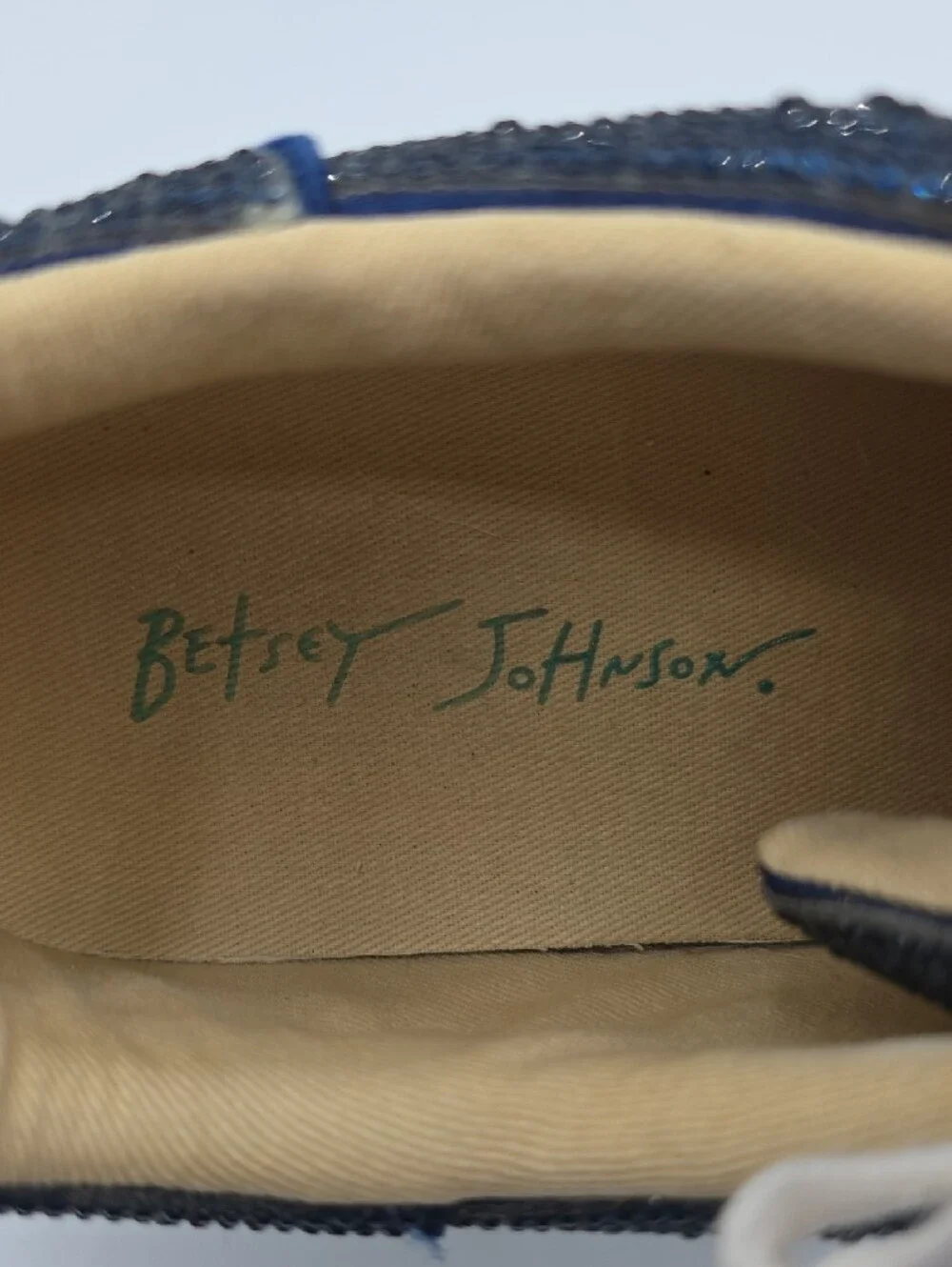 Betsey Johnson Ladies Navy Glitter Lace-Up Sneakers, Size 6M